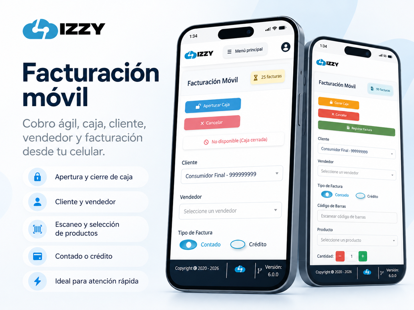Facturación móvil IZZY en celular